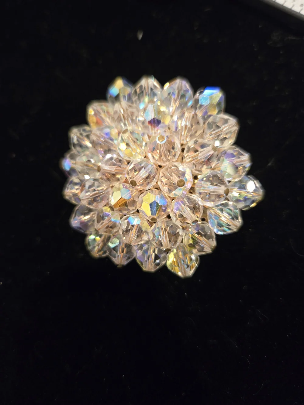 Vintage Crystal Aurora Cluster Brooch Large Aprox 2